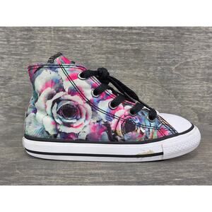 Converse Chuck Taylor All Star Hi Satin Rose Floral Shoes Size 10 Infants